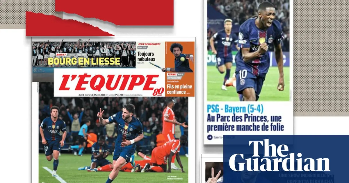 วิจิตรศิลป์บนหยาดเหงื่อ: สื่อยุโรปสดุดีนาฏกรรม 9 ประตูระหว่าง PSG และ Bayern